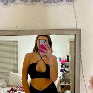 Black cris cross top Urban Outfitters